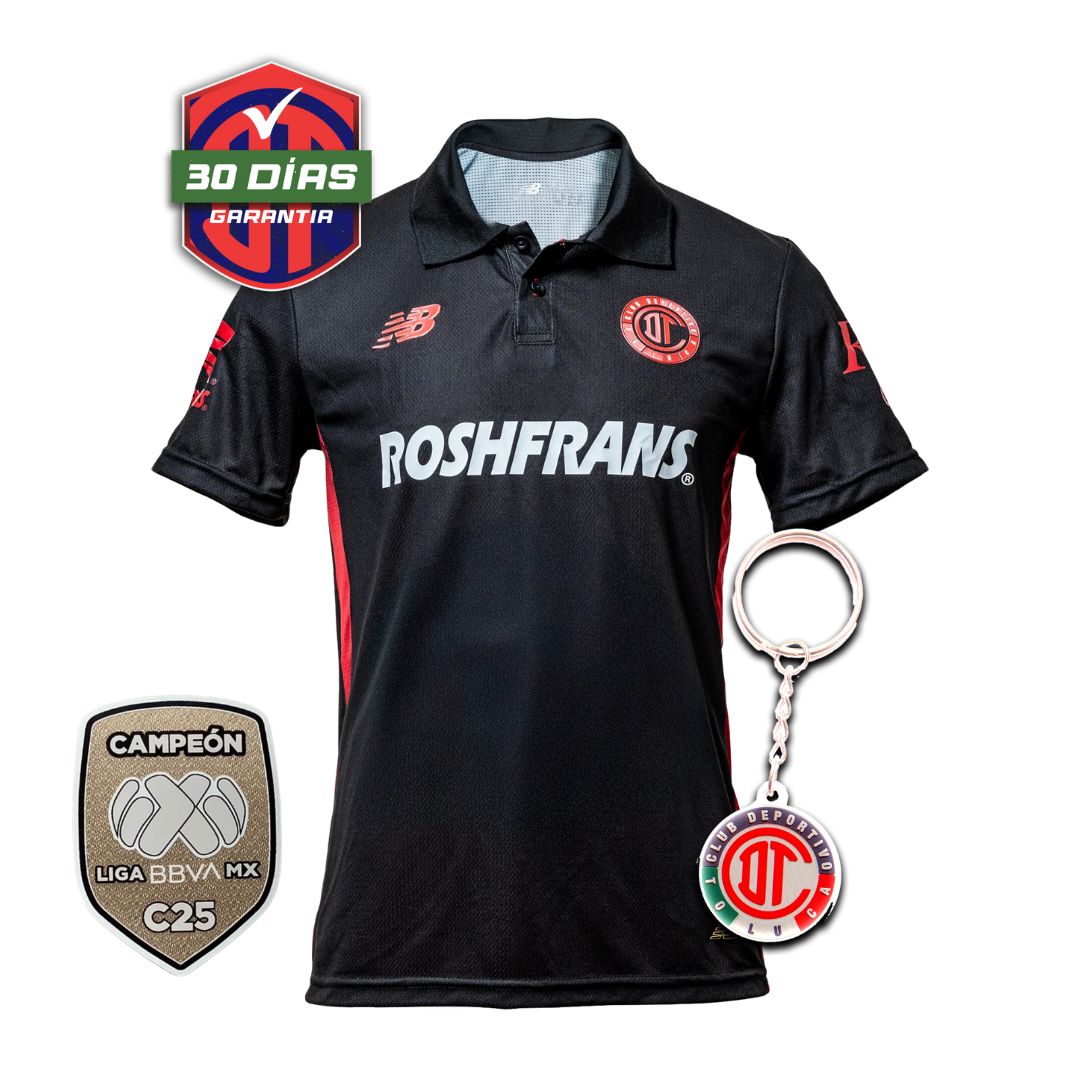 Toluca Jugador Tercera Negro 2025/26 + Parche de Campeón