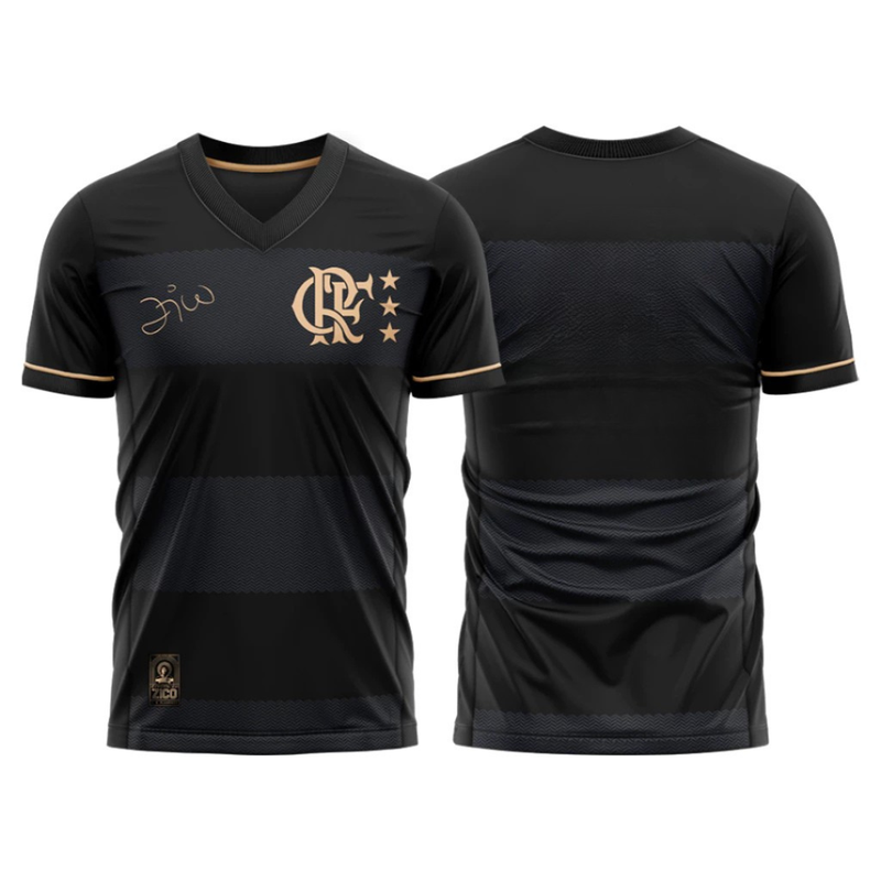 Jersey Flamengo Zico 1981 Black and Gold Retro Men