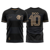 Camiseta Flamengo Zico 1981 Negro e Dorado Retrô Masculina - Zico #10 - Fut Latino MX